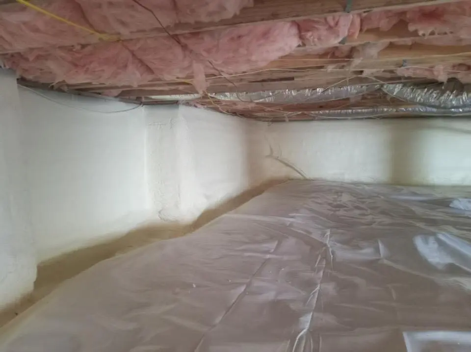 Crawl space encapsulation with closed-cell spray foam for Flat Roof Repair in Sussex